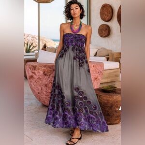 RESORT WEAR /VACATION WEAR Peacock ombré maxi dress S ptp 19”